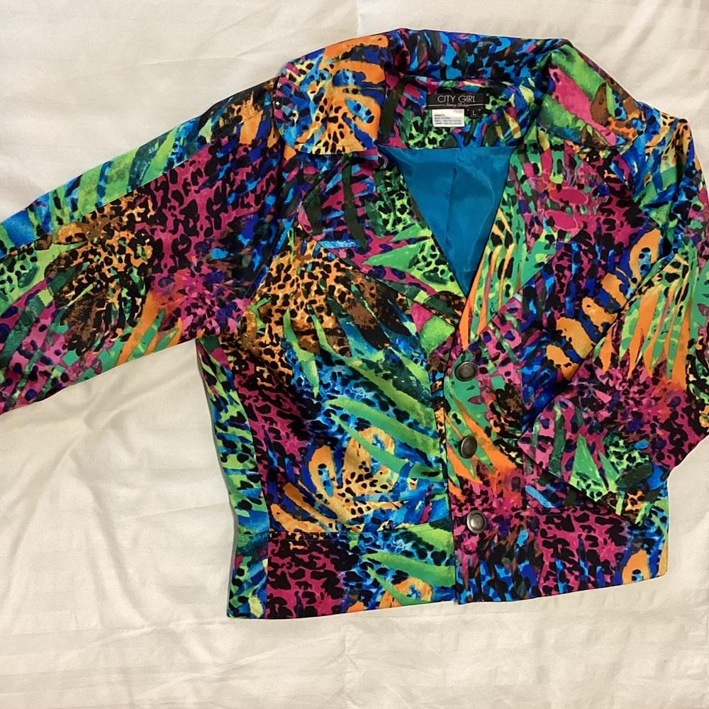 Colorful Retro Animal Print Blazer